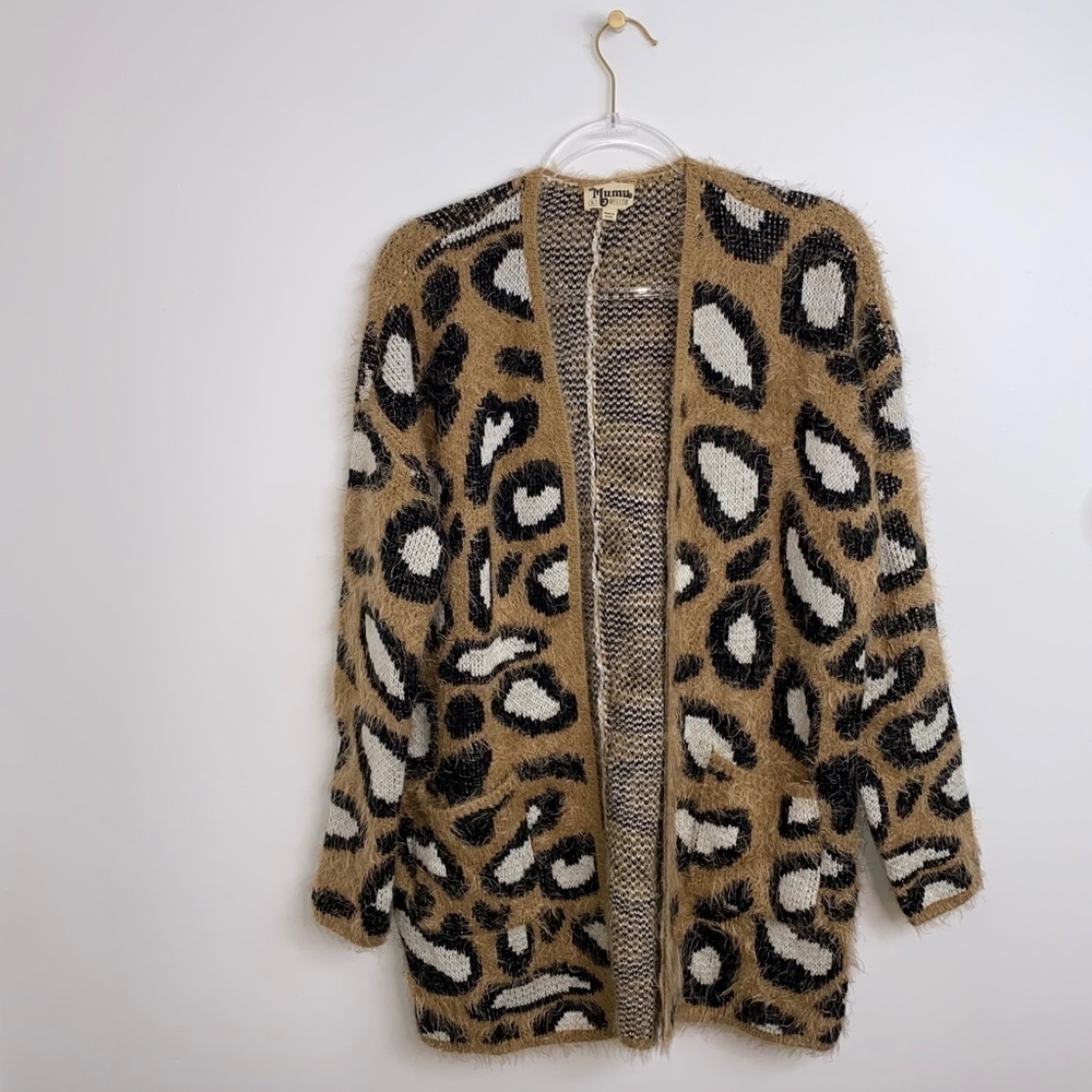 Show Me Your Mumu Cozi Cardi Golden Ears Eyelash Cardigan Womens S Cheetah Print